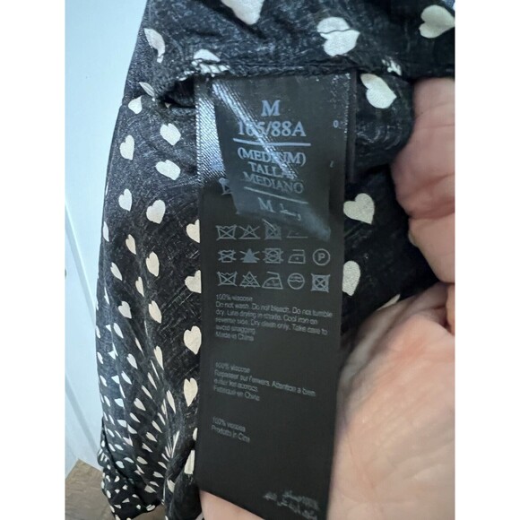 All Saints Krystal Valentine Black White Hearts Wrap Dress Size M - Picture 6 of 11